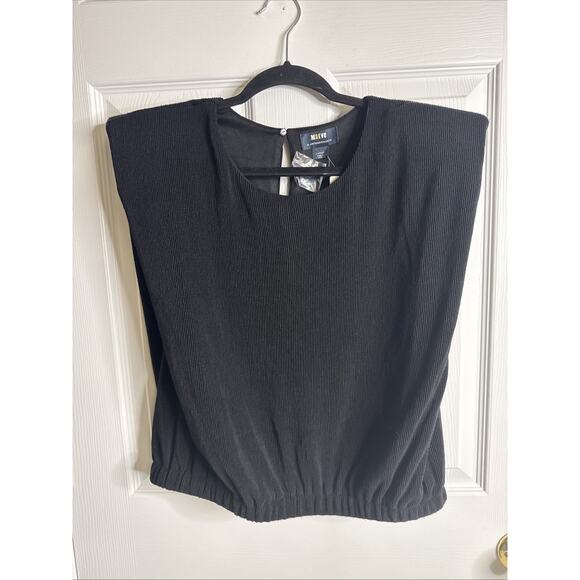 Anthropologie Maeve Endless Rose Textured Muscle Tee Black Size L - Picture 2 of 7